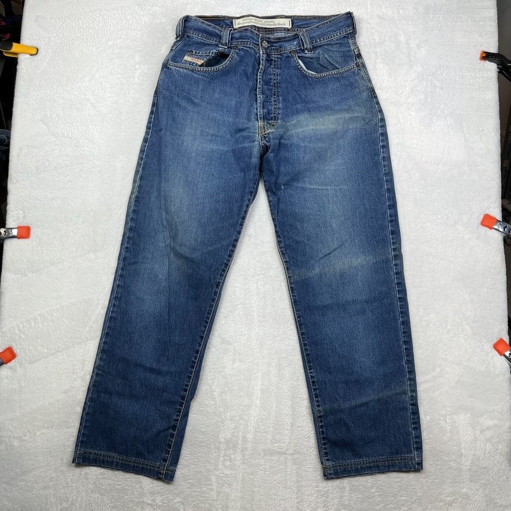 Vintage Diesel Basic Straight Jeans Men's Blue Denim Classic‎ Button Fly - 31X28